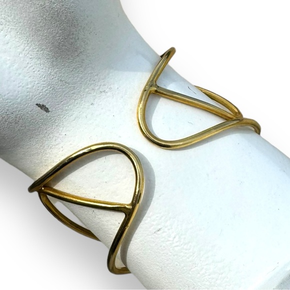 Vintage 10K Gold Filled Black Obsidian Cabochon Cuff Bracelet - Picture 7 of 9